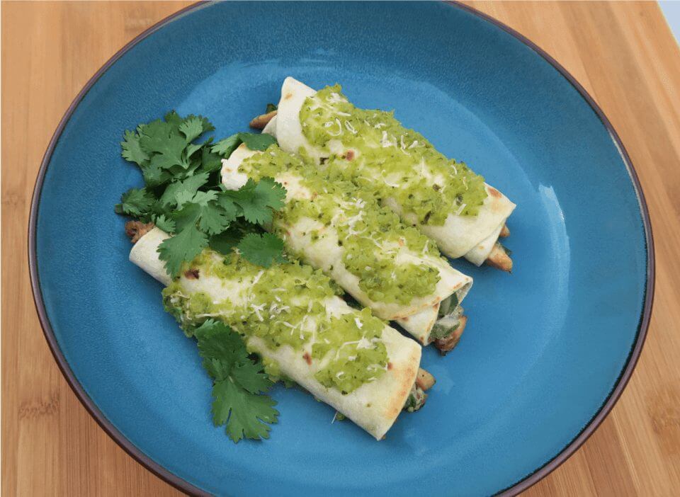 Enchilada's met kip en salsa verde