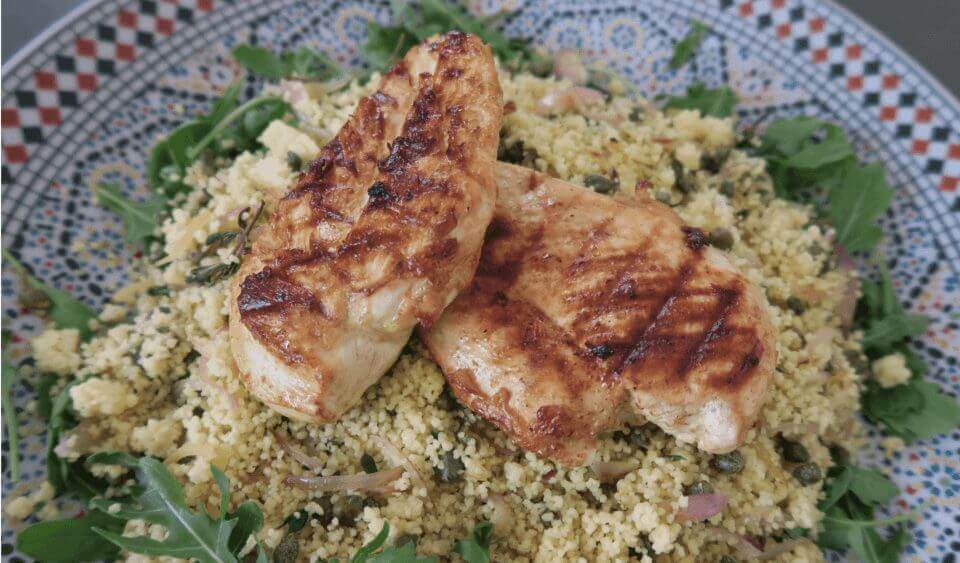 Geroosterde citroenkip met roergebakken couscoussalade