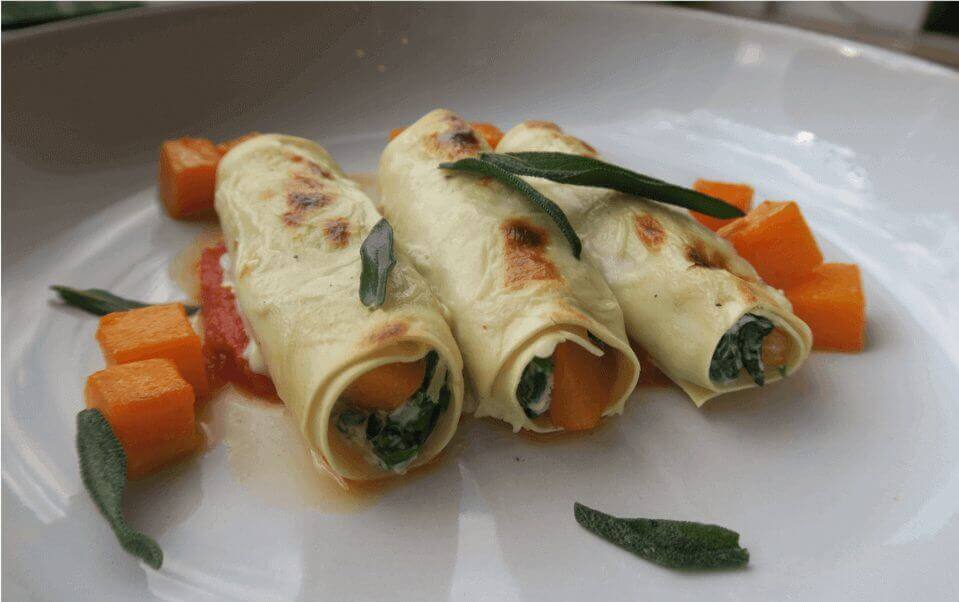 Cannelloni met spinazie en pompoen
