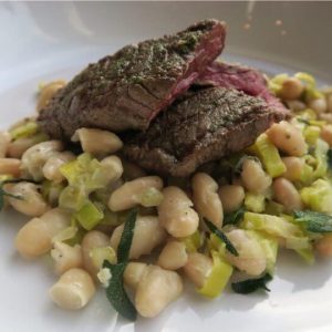Italiaanse biefstuk met boontjesrisotto