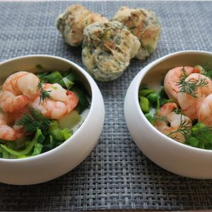 Vissoep met garnalen